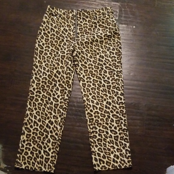 Leopard Denim ankle pants 30 waist 26 from crotch - Picture 1 of 7